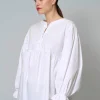 Popelinebluse mit Stehkragen