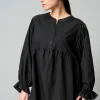 Popelinebluse mit Stehkragen