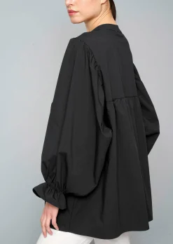 Popelinebluse mit Stehkragen