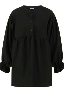 Popelinebluse mit Stehkragen