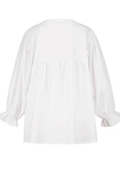 Popelinebluse mit Stehkragen