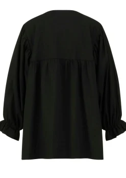 Popelinebluse mit Stehkragen