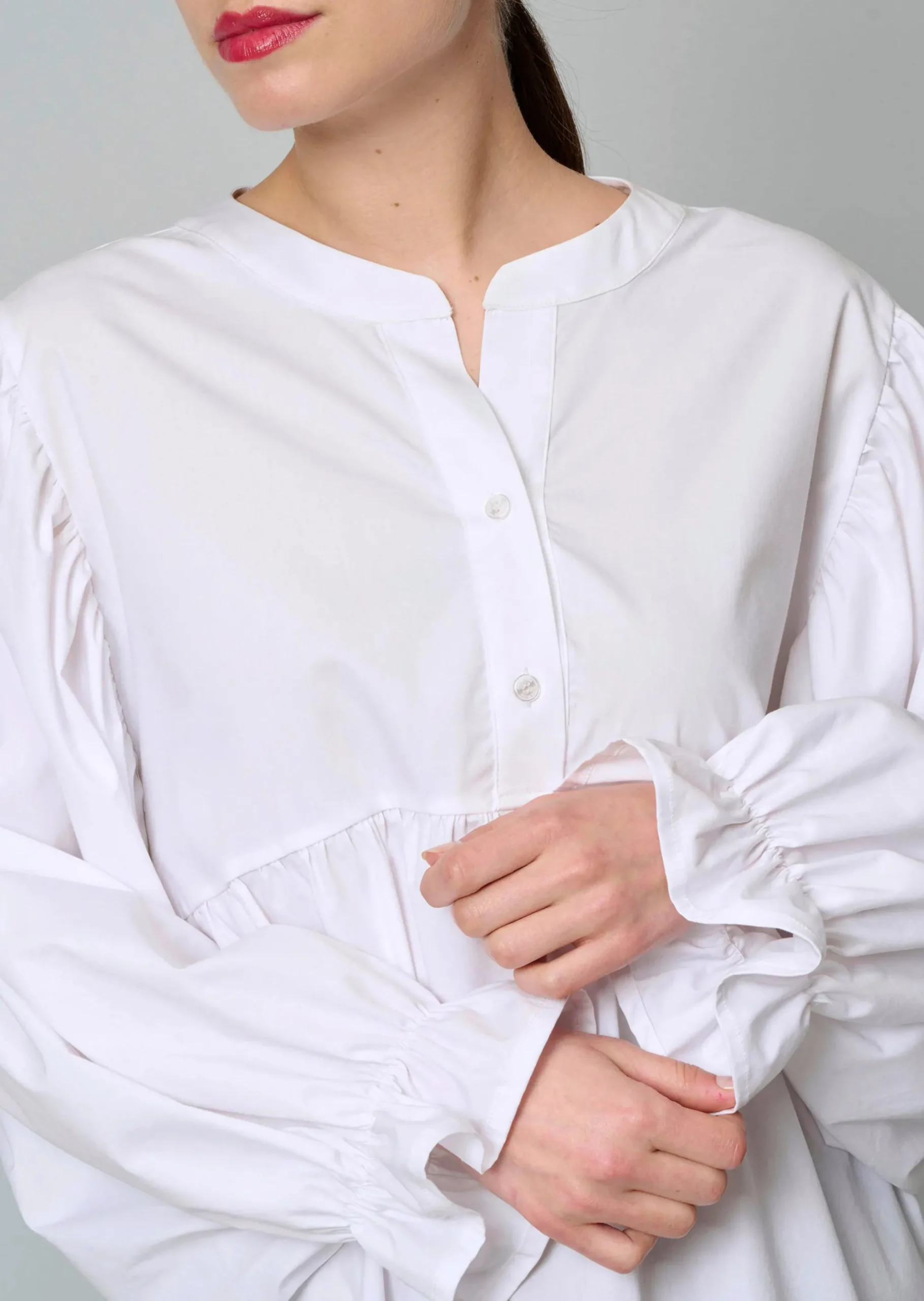 Popelinebluse mit Stehkragen