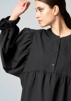 Popelinebluse mit Stehkragen