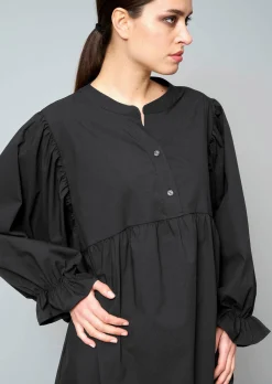 Popelinebluse mit Stehkragen