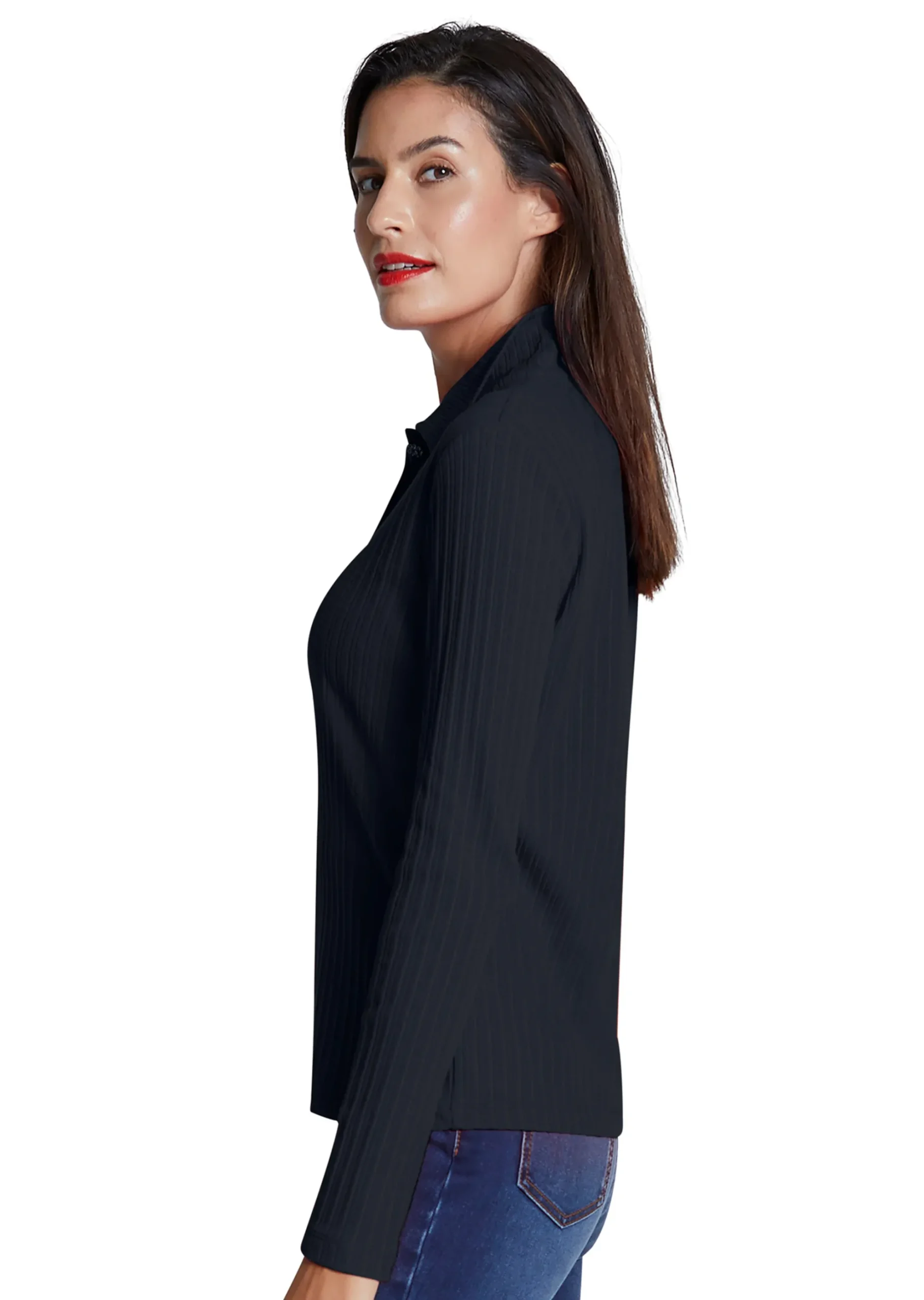 Rippshirt mit Knopfleiste
