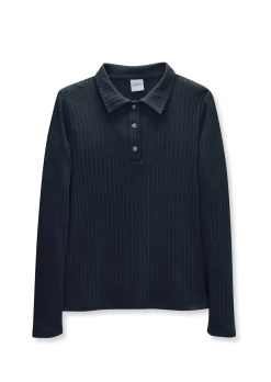 Rippshirt mit Knopfleiste