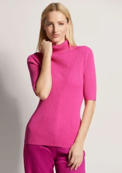 Rippstrickpullover mit Halbarm