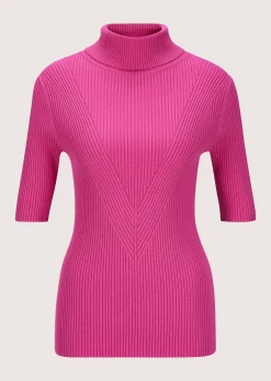 Rippstrickpullover mit Halbarm