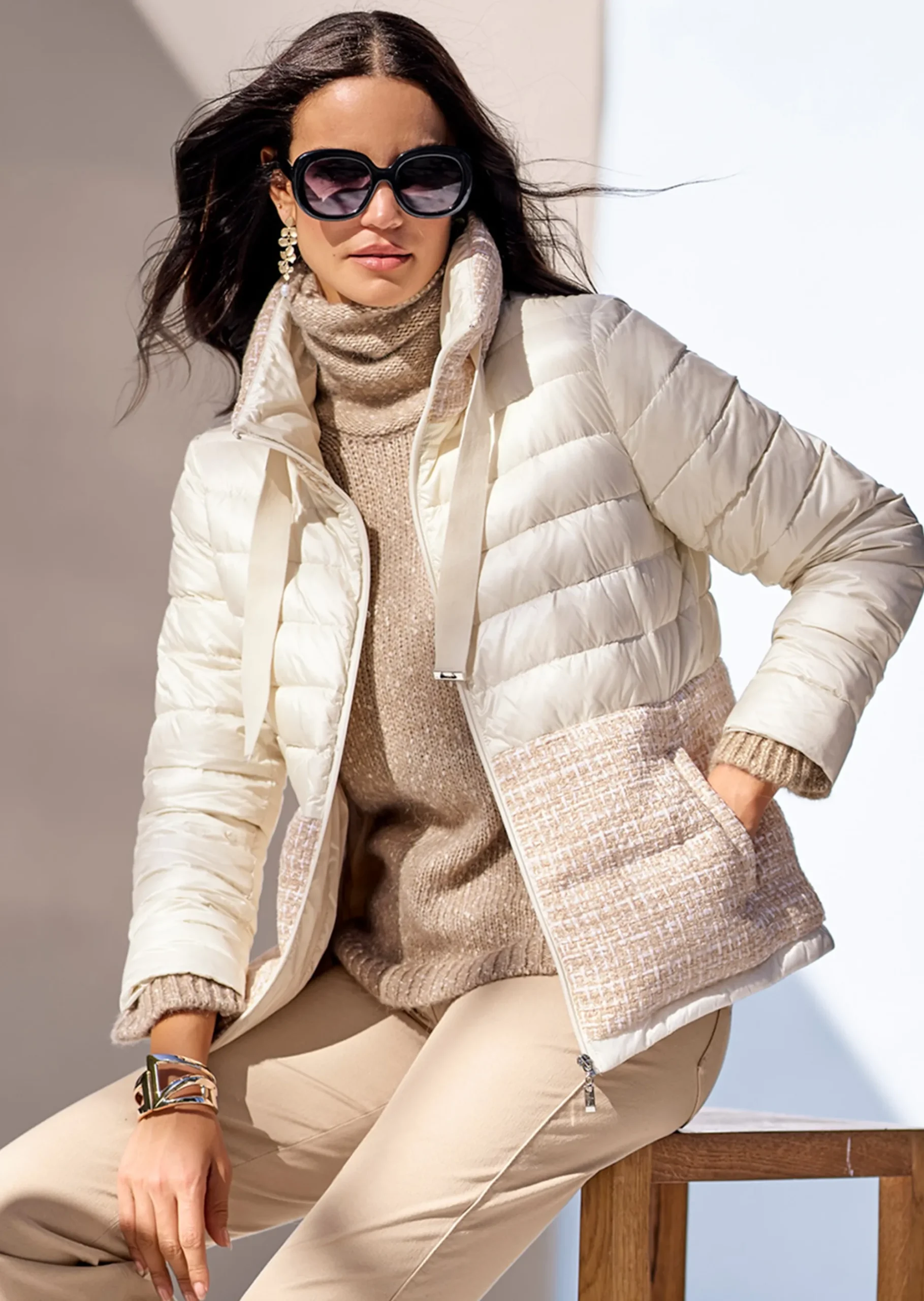 Rollkragen-Pullover mit 3/4-Arm