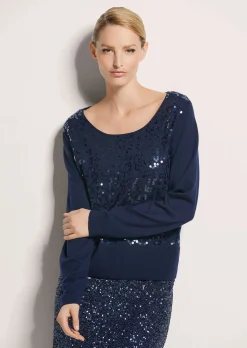 Rundhals-Pullover mit Glanz-Effekt