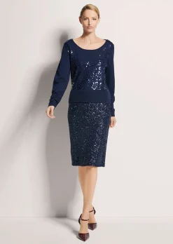 Rundhals-Pullover mit Glanz-Effekt