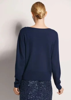 Rundhals-Pullover mit Glanz-Effekt