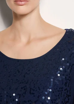 Rundhals-Pullover mit Glanz-Effekt