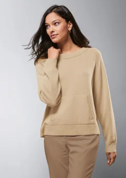 Rundhals-Pullover mit Känguru-Taschen