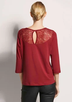 Rundhals-Shirt mit Spitze