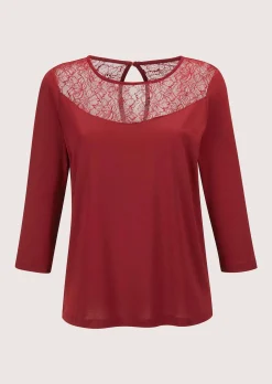 Rundhals-Shirt mit Spitze