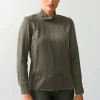 Satinbluse mit Stehkragen
