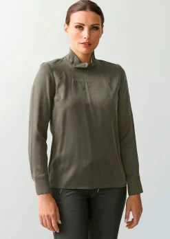 Satinbluse mit Stehkragen