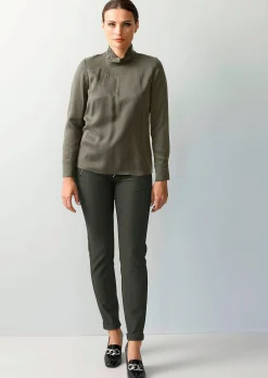Satinbluse mit Stehkragen