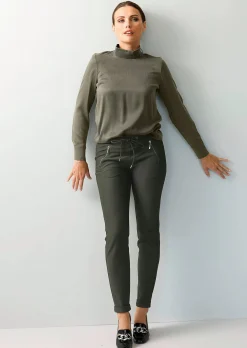 Satinbluse mit Stehkragen