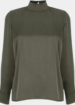 Satinbluse mit Stehkragen