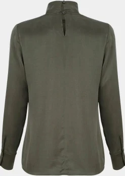 Satinbluse mit Stehkragen