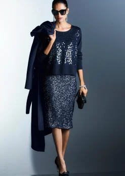 Schlanker Pencil-Skirt mit Wendepailletten
