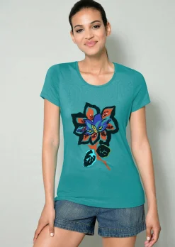 Shirt mit Blumenapplikation