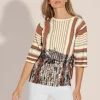Streifen-Pullover mit Paisley-Druck