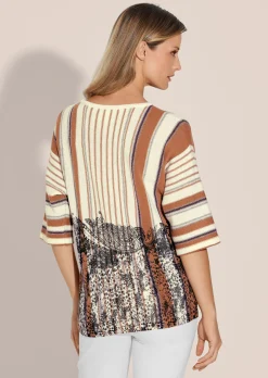 Streifen-Pullover mit Paisley-Druck