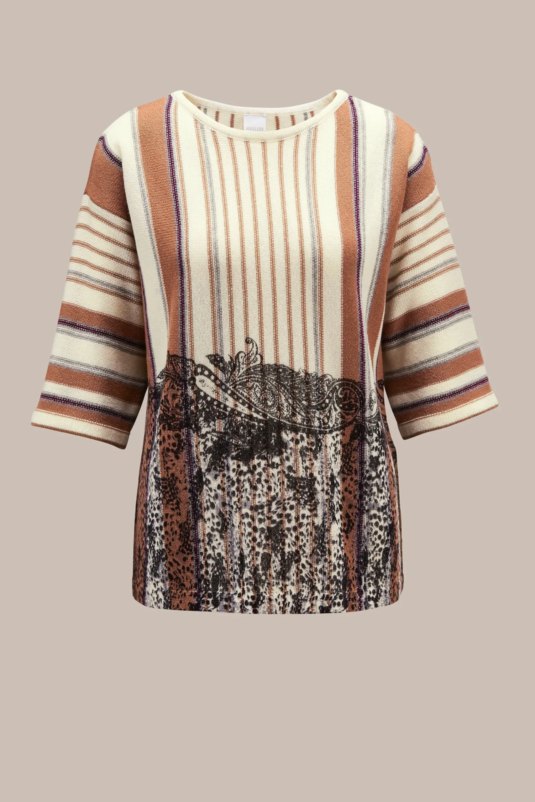 Streifen-Pullover mit Paisley-Druck