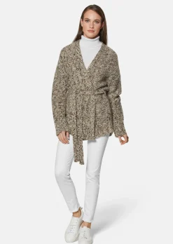 Strickjacke mit Glanz-Effekt und Bindegürtel