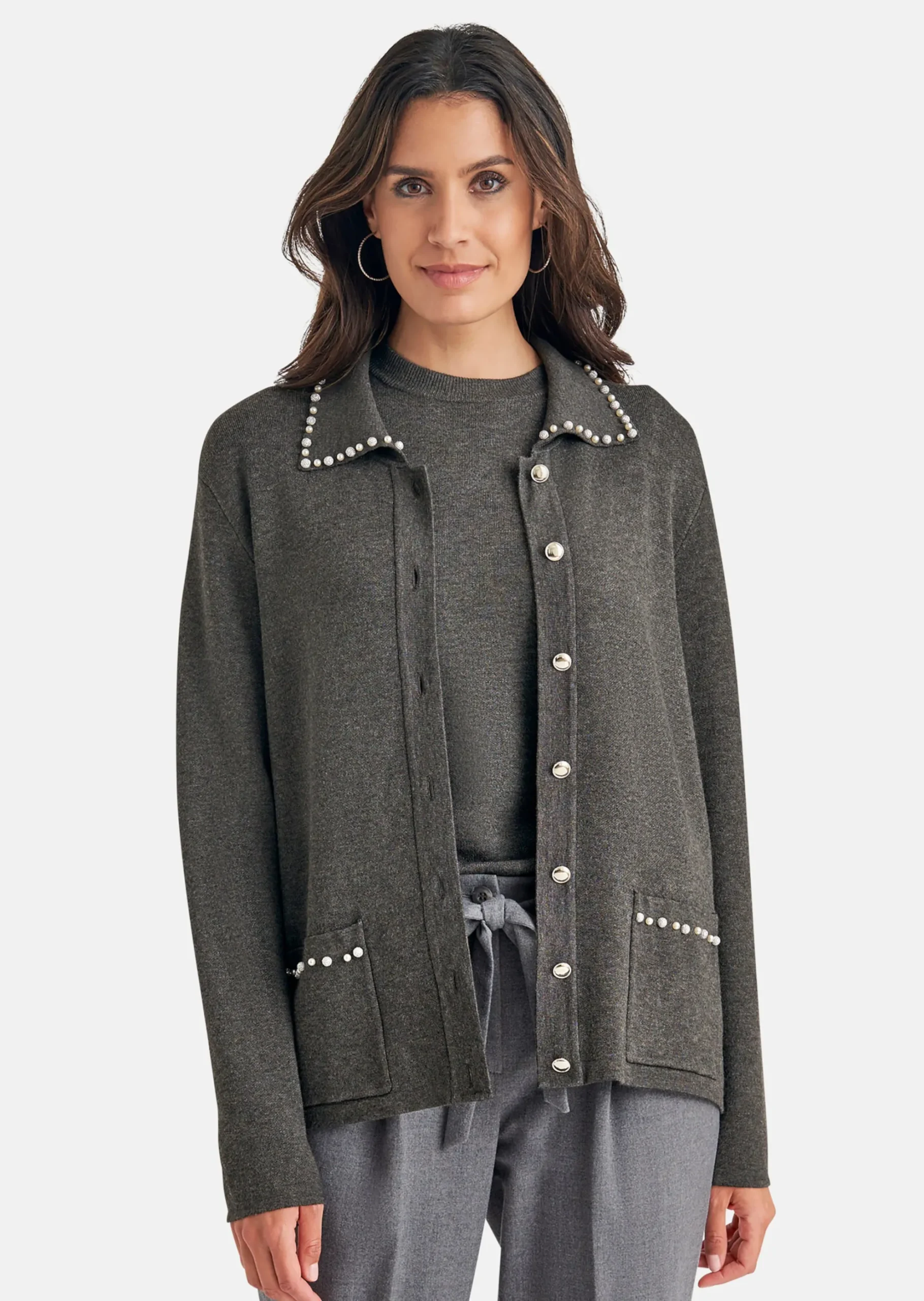 Strickjacke mit Zierperlen