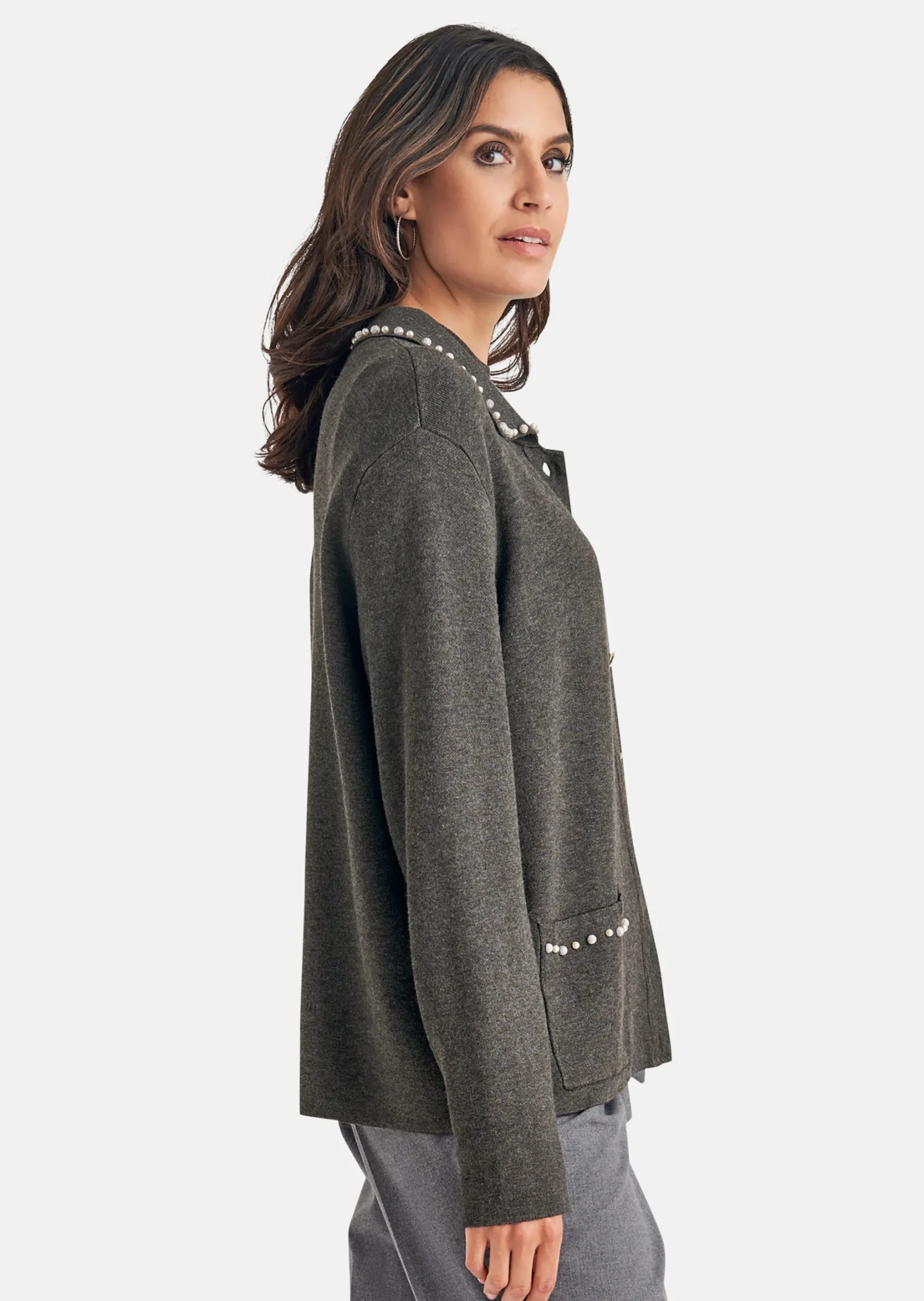 Strickjacke mit Zierperlen