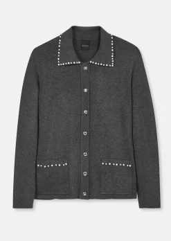 Strickjacke mit Zierperlen