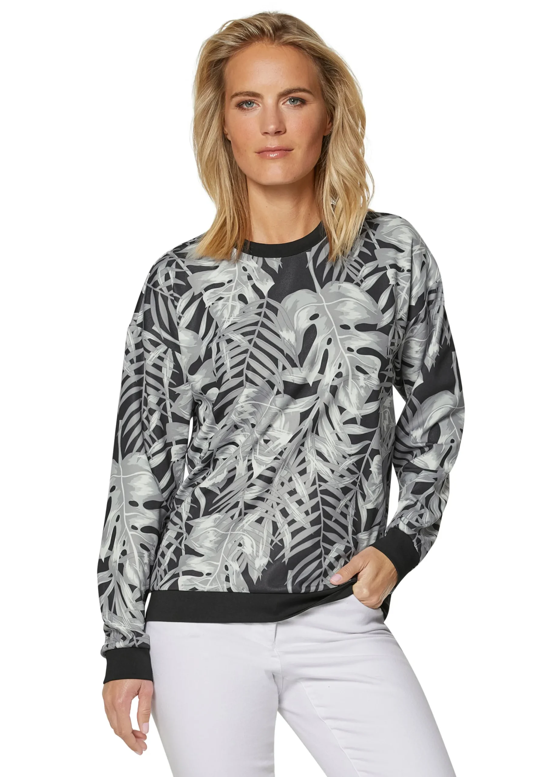 Sweatshirt mit Blätterprint