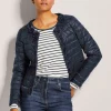 Wattierte Steppjacke mit Blüten-Dekoration