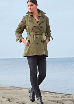 Zweireihige Trench-Jacke mit Steppfutter